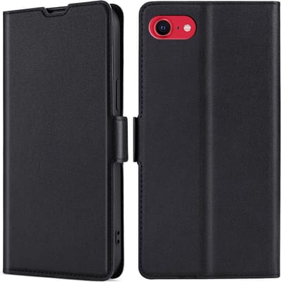 Coverup Hoesje - Geschikt voor iPhone SE (2022/2020), iPhone 8 / 7 Hoesje - Coverup Folio Book Case - Zwart