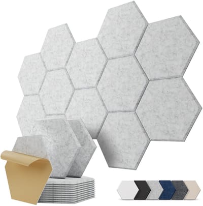 Dailygoods- Akoestische Panelen Hoge Dichtheid - Geluidsisolatie Zelfklevend - Akoestische Wanddecoratie - Geluidsdemper - Hexagonaal Ontwerp - 30 x 26 x 1 cm