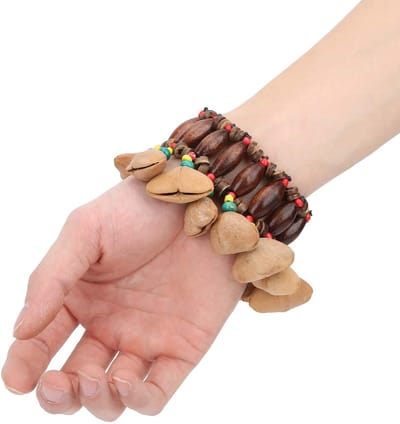 Dailygoods- Armband Vintage Handgemaakt - Notenschil - Muziekinstrument - Etnisch Ontwerp - Duurzaam - 12 x 7 x 5,5 cm