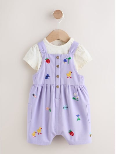 Next - Meisjes - 2-delige babyset van tuinbroek en rompertje - Paars