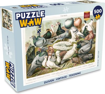 Puzzel Duiven - Vintage - Tekening - Legpuzzel - Puzzel 500 stukjes