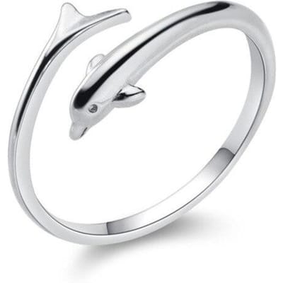 Nieuwe 925 Sterling Zilveren Damesring Mode All-Match Oceaan Serie Kleine Vis Verstelbare Wijsvinger Ringen Sieraden Cadeau gray