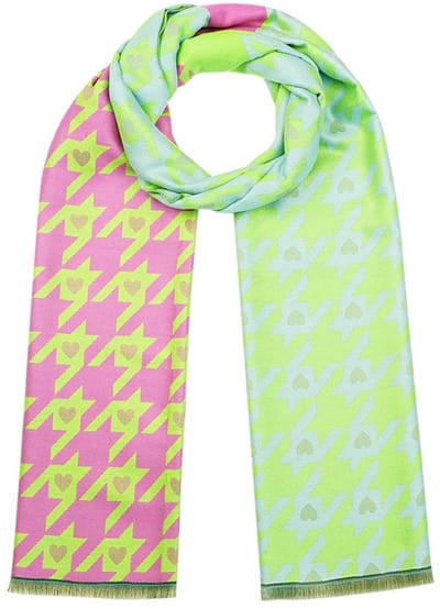YHW - sjaal - omslagdoek - voorjaar - zomer - roze - groen - grijs - L190 x Br60 cm