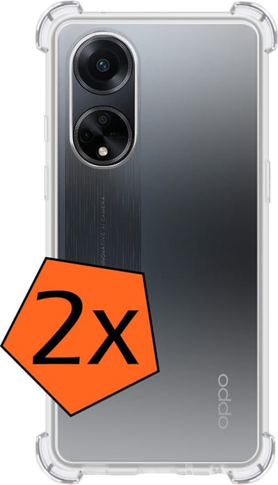 Hoes - 2 Stuks - Geschikt voor OPPO A98 - Sterk & Shockproof - Siliconen Case - Back Cover - Telefoon Hoesje Shock Proof - Transparant