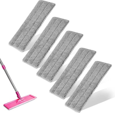 SnelShoppen - Mop Cover 5 Stuks - Microvezel Katoen Vervangpads - Effectieve Vloerreiniger - Water- en Vuilabsorptie - 12 x 32 cm - Ideaal voor Keuken