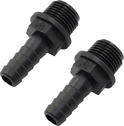 Thijox - AERZETIX C63570 Set van 2 rechte mannelijke verbindingsstukken 1/2 inch x 13 mm buitendraad kunststof zwart voor irrigatiesysteem en pomp