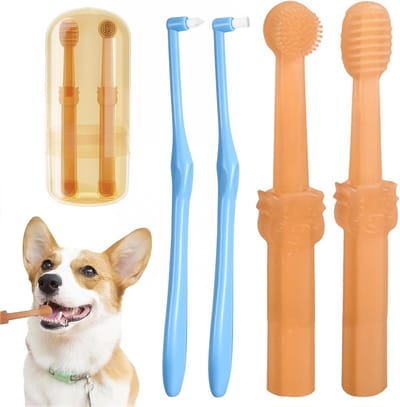 Set van 4 Honden- en Katten Tandenborstels voor Effectieve Mondhygiëne en Tandverzorging