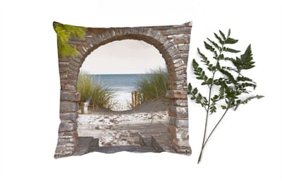 Sierkussens - Kussentjes Woonkamer - 40x40 cm - Doorkijk - Strand - Duin - Planten