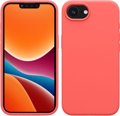 kwmobile telefoonhoesje geschikt voor Apple iPhone 17e / iPhone 16e - Hoesje met siliconen coating - Smartphone case in neon koraal