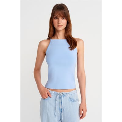 Slim Fit Halter Gebreide Blouse met Strikdetail