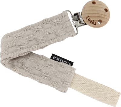 Louka Speenkoord wafel bruin de luxe - houten clip - speenketting