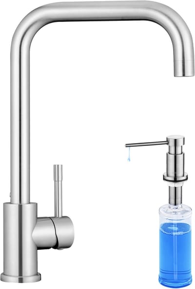 CECIPA max Keuken kraan - 360° Draaibare Keukenkraan - Met Zeepdispenser 300ML - Keukenmengkraan - Hogedruk Gootsteenmengkraan - ééngreeps Gootsteenmengkraan - Zilver