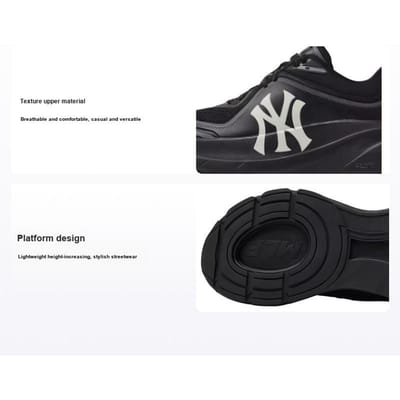 MLB Chunky Runner Ath-Flow Semelle Épaisse Augmentant la Hauteur Tissu Nylon Basse Top Chaussures de Running Décontractées Baskets Unisexes Noir Blanc 3ARNATF4N-50BKS 36.5 gray