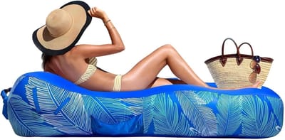 Opblaasbare Lounger - Luchtbank Bank - Buiten Ontspannen - Met Zonnescherm - 190x75x55cm - Klein Blauw