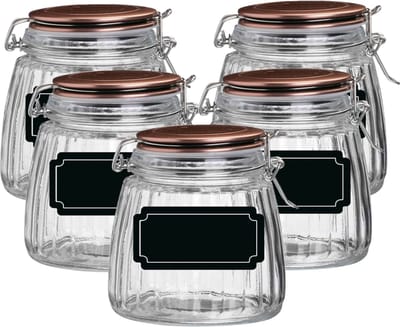 Weckpot/inmaakpot - 10x - 1L - glas - met beugelsluiting - incl. etiketten