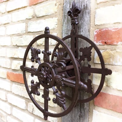 Tuinslang Houder - Slang Ophangsysteem - Tuin Opbergen - Gietijzer Decoratie - 48x34x21 cm - Roestbruin