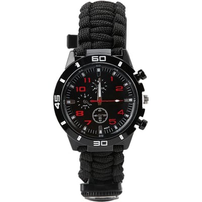 7 in 1 Multifunctionele Buitenbeveiliging Beschermende Paraplu Touw Kompas Fluitje Horloge
