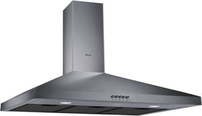 Wiggo WE‑C930P(G) – Wandschouw Afzuigkap 90 cm – Grijs – 600 m³/h – Knoppenbediening – LED Verlichting – 5 jaar garantie