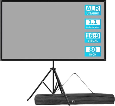 Projectiescherm - Beamerdoek Statief - Home Cinema - ALR Contrast Verhogend - 80 inch 16:9 - Grijs