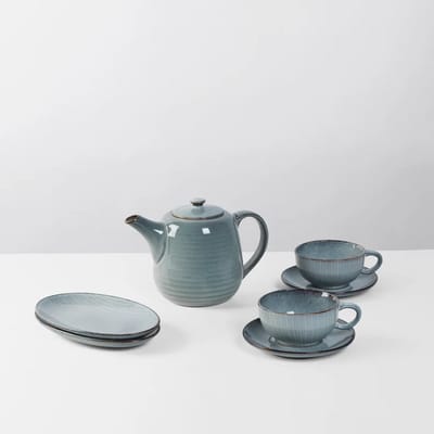 Broste Copenhagen Nordic Sea servies Tea For Two - Theepot 2 schalen en 2 x kop en schotel