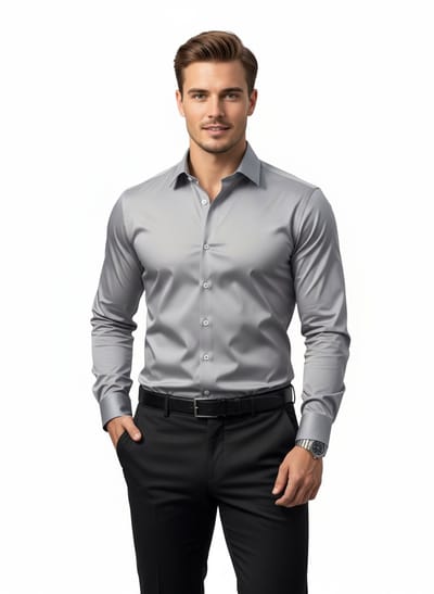 Modern fit Overhemd Grijs - Heren - Blouse - Regular Fit