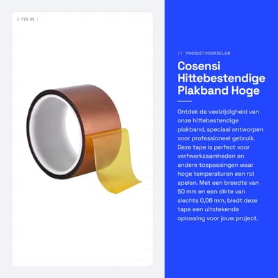 Dailygoods- Afdekband Hittebestendig - Plakband 50 mm - Warmte-isolerende Tape - Hoge Temperatuur 250 Graden - Hoge Rekbaarheid 35% - Lange Duurzaamheid - Hittebestendige Tape