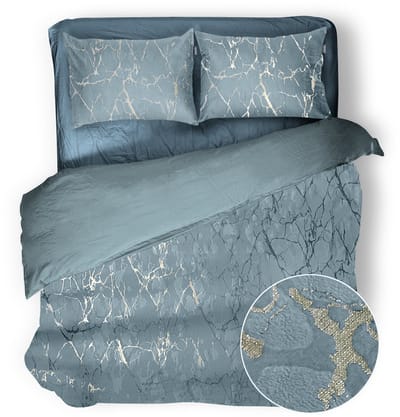Eleganzzz Dekbedovertrek Marbel Foil Velvet - Mineral - Dekbedovertrek 200x200/220cm - 100% Velvet - Tweepersoons dekbedovertrekken - Abstract Dekbedovertrek