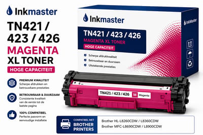 Hoge capaciteit ! Inkmaster huismerk Brother TN-421 toner cartridge / Brother TN-423 M Magenta rood toner cartridge voor Brother DCP-L8410, HL-L8260CDW, HL-8360CDW, MFC-L8690CDW, MFC-L8900CDW
