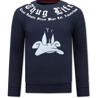 Heren Sweater met Print - Thug Life - Blauw