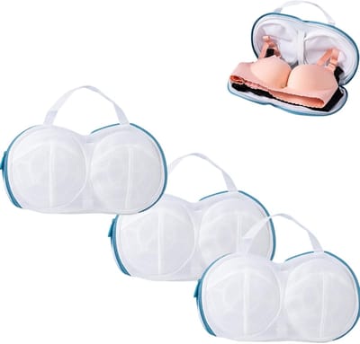 3-pack witte waszakken voor bh's - alleen wasmachinebestendig - waszakken met rits A-C cup damesondergoedset