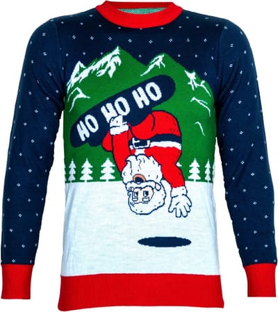Kerstman op een snowboard Foute kersttrui - Maat: S - Gebreide kersttrui - Heren kersttrui - Dames kersttrui - Foute kersttruien - Kerst outfit - Kerstkleding - Lelijke kersttrui - Gekke kersttrui -
