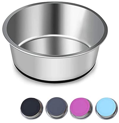 Roestvrijstalen Hondenbak met Antislip Basis - Voer- en Waterbak voor Puppy’s en Katten, Vaatwasmachinebestendig, Maat S (14 cm)