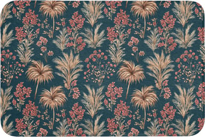 Badmat 90x60 cm - Antislip - Botanisch - Patroon - Blauw - Badmatten voor badkamer - Badkamermat - Douchemat - Badkamer mat