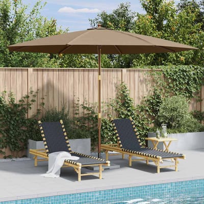 vidaXL - Parasol - met - houten - paal - 350 - cm - taupe