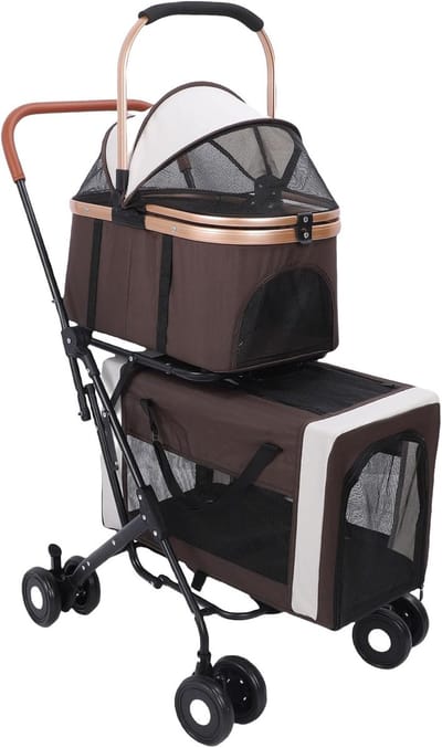 Dubbele Hondenbuggy - Reiswieg voor Dieren - Comfortabel Transport - Afneembare Tassen - 67x47x27 cm