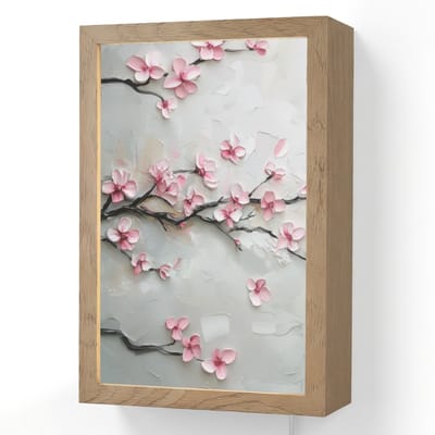 Wandlamp 20x30 cm - Oplaadbaar - Bloesem - Kunstzinnig - Roze - Sakura - Wandlampen binnen woonkamer - Slaapkamer lamp met kabel - Decoratieve nachtlamp - Vloerlamp snoer