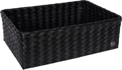 Opbergmand - Organizer - Woonkamer - Kinderkamer - Badkamer - Babykamer -Handgevlochten rechthoekige mand - Handed By Grand Optimum - zwart - black