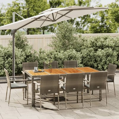 vidaXL - 9-delige - Tuinset - met - kussens - poly - rattan - grijs