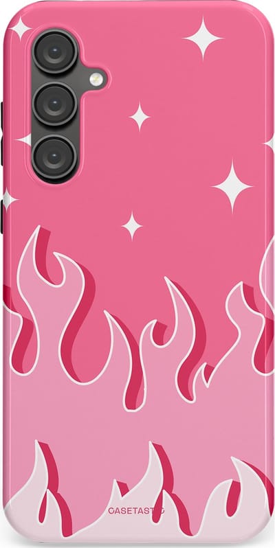 Casetastic Hoesje Geschikt voor Samsung S23 FE - Stijlvolle Beschermende Duo-layer Case - Roze Vlammen