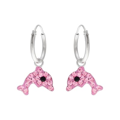 WeLoveSilver - kinderoorringen - roze dolfijn - 925 zilver