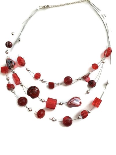 Petra's Sieradenwereld - Ketting laagjes rood (10452519)