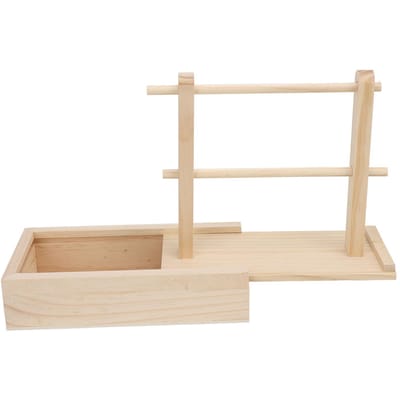 Houten Garenopbergrek Dubbellaags Draagbaar Antislip Haakgaren Houder met Opberglade beige