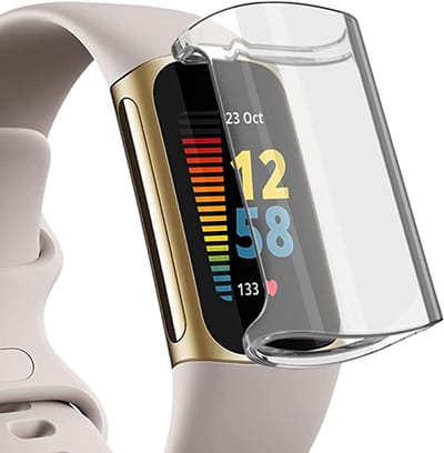 Geschikt voor Fitbit Charge 5 Screenprotector + Hoesje - Siliconen TPU Case Transparant - Volledige 360 Graden Bescherming