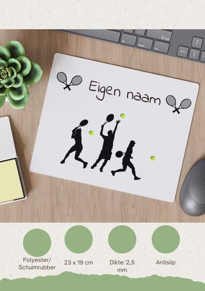 Akyol - tennis met naam - Muismat - Tennis - tennis verjaardag - cadeau - verjaardag - geschenk - gepersonaliseerd - 23 bij 19 cm