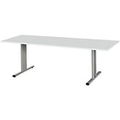Schäfer Shop  Select Planova vergadertafel, rechthoekig, 2000 x 800 mm, lichtgrijs, accentlijsten blank alu
