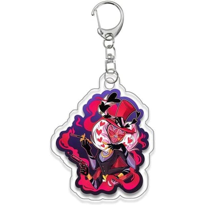 Anime voor Hazbin Hotel Angel Dust Alastor Husk Charlie Morningstar Vaggie Acryl Sleutelhanger Rugzak Hanger Sleutelhanger Decoratie white