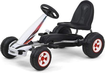 Pedaal skelter - Go-kart kind - Buiten spelen - Verstelbare stoel - 87 x 46 x 48 cm - Wit