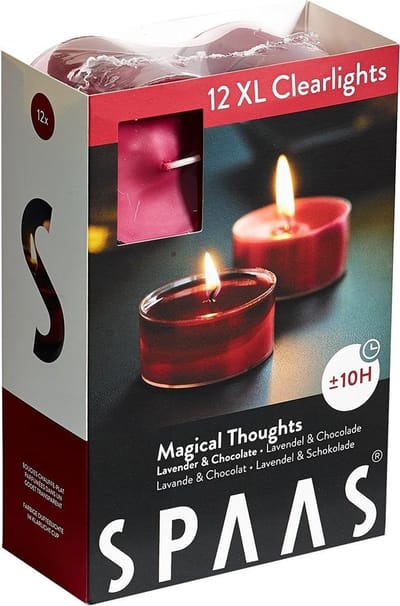 Spaas XL Clearlights Geparfumeerde Waxinelichtjes - Magical Thoughts - Lavender & Chocolate - 12 Stuks