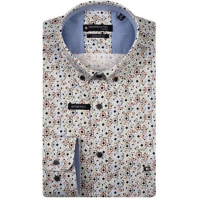 Giordano Overhemd Ivy Button-Down Squares Fantasy Graphic Satin Stretch Groen-Multi / male