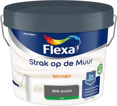 Flexa - Strak Op De Muur Binnen Mat - 85% Grafiet - Mengverf - 2,5 L